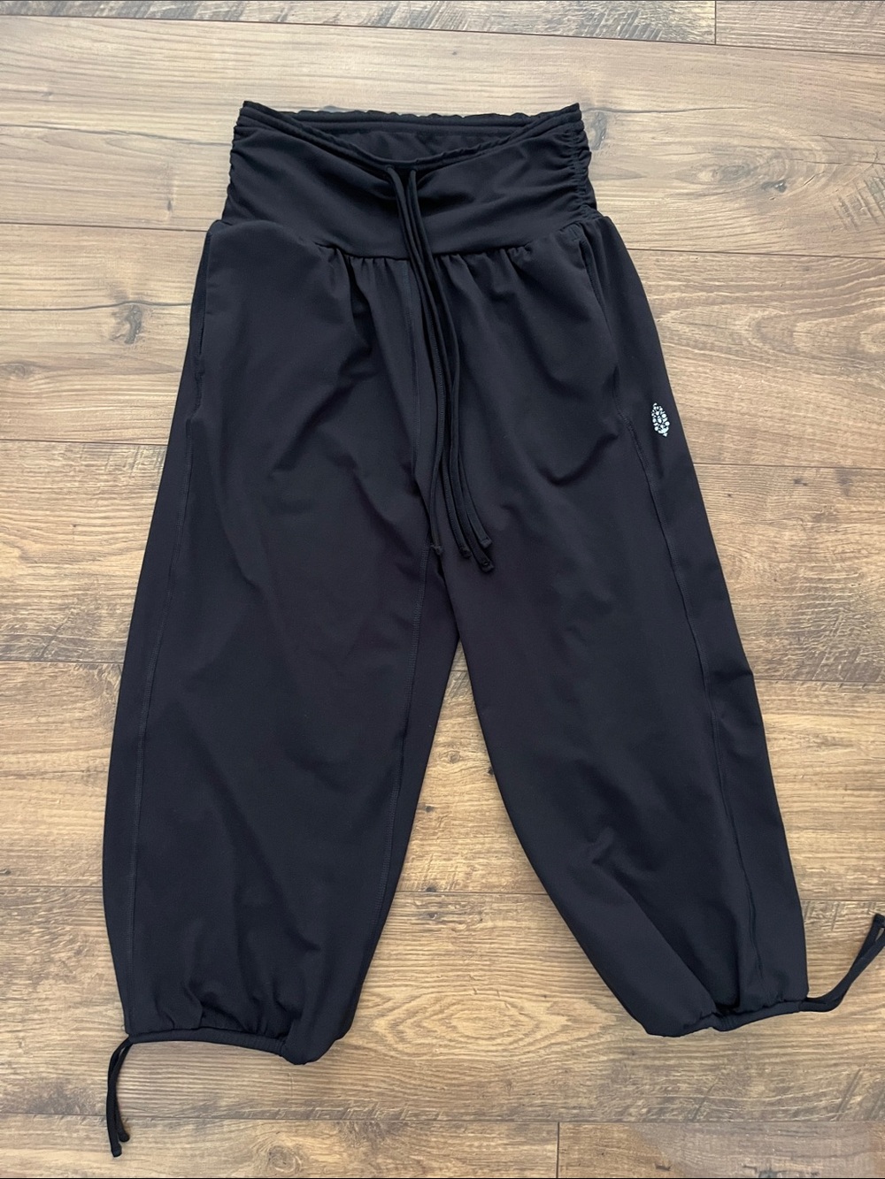 Free People Take it Easy Pant Black Drawstring Capris